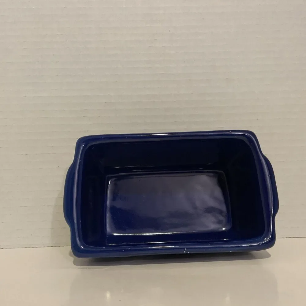 NANTUCKET Stoneware Ceramic LOAF PAN Bread Baking Mini Blue Snowflake ❄️ 6x4 🎁